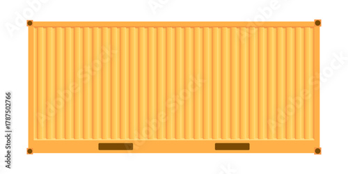Yellow cargo container isolated on white background. Shipping container. Cargo container side view. Vector illustration.