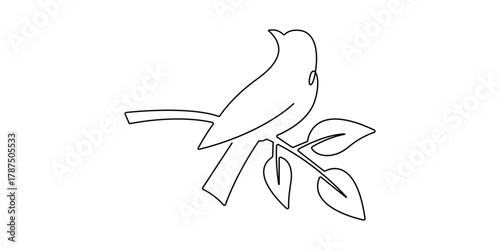 A cute bird minimalist continuous single line art vector illustration
