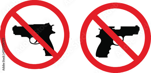Guns,No Guns Allowed Sign Red Circle Prohibition Symbol. Stop gun violence symbol prohibition sign. no gun icon .