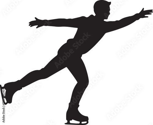 Figure Skating Silhouette Artistic Sport with Ice Skater Performing on Ice Rink