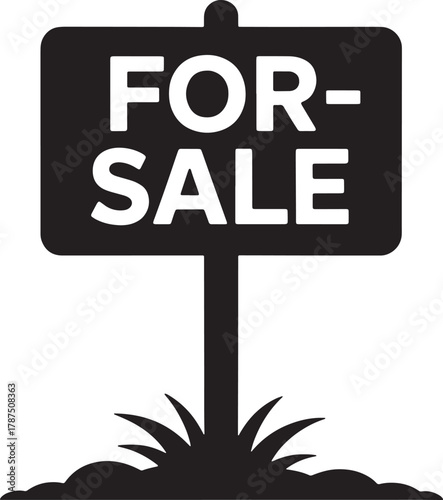 For sale real estate sign vector icon property sold signboard sold home market symbol
