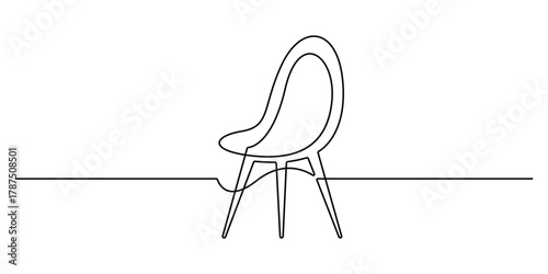 Continuous one line drawing of Chair. Executive chair icon. Minimalist single line art style chair vector illustration