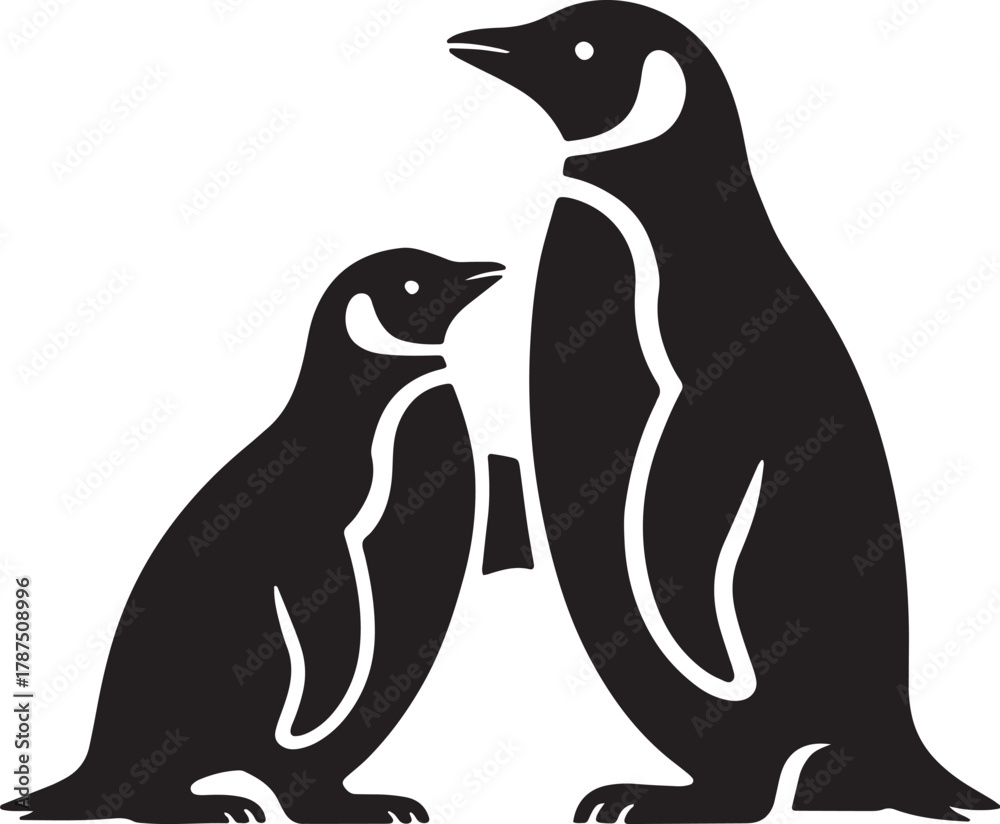 Obraz premium Penguins silhouette illustration showing animals of antarctica and wildlife nature