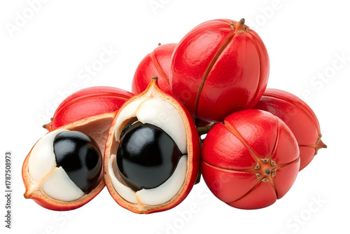 Pile of guarana fruits on transparent background	