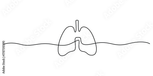Human lungs continuous one line drawing. Minimalist single line art lungs organ vector illustration