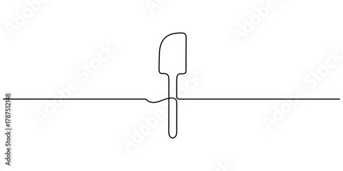 Spatula kitchen tools continuous one line drawing minimalist style art vector illustration
