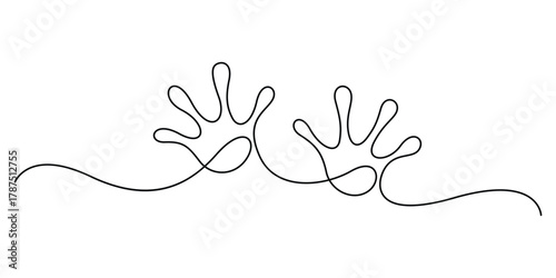 Frog foot print continuous one line drawing. Single line art, minimalist style frog foot print. Graphic illustration