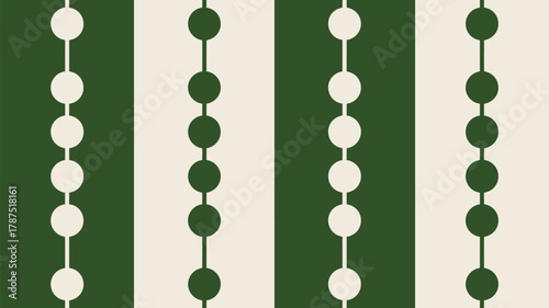 Alternating green and white vertical stripes with connected circles forming lines pattern design element