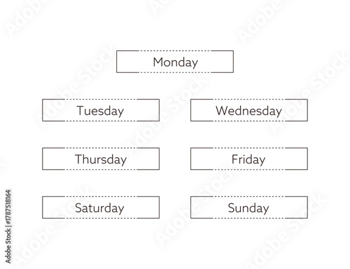 シンプルな各曜日のデザイン 英語版
