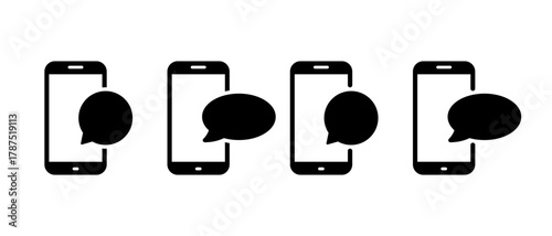 Smartphone chat icon set. Conversation and texting symbol