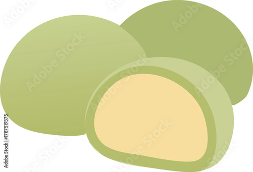 Green mochi ice cream cutaway