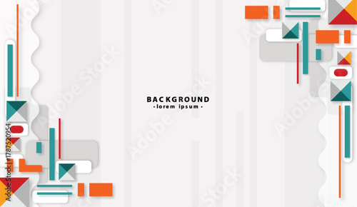 Geometric background in white with pops of orange and teal. Perfect for modern designs, tech websites, or business presentations.