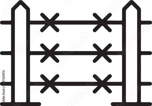 Simple line art barbed wire fence icon