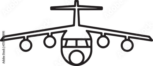 Simple line art icon of a cargo airplane