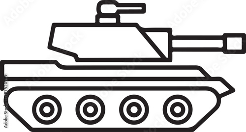 Simple line art illustration of a military tank