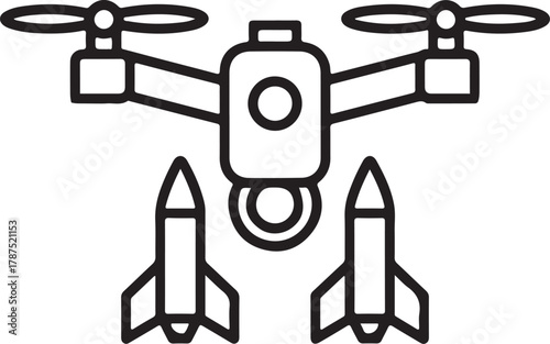 Drone with missiles icon outline