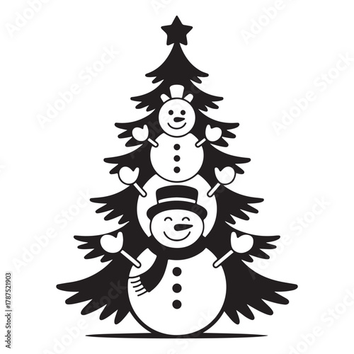 Snowman Svg, Christmas Svg, Snowman Stack Svg, Snowman Tree Svg, Holiday Svg, Winter Svg, Snowman Illustration Svg, Snowman Clipart Svg
