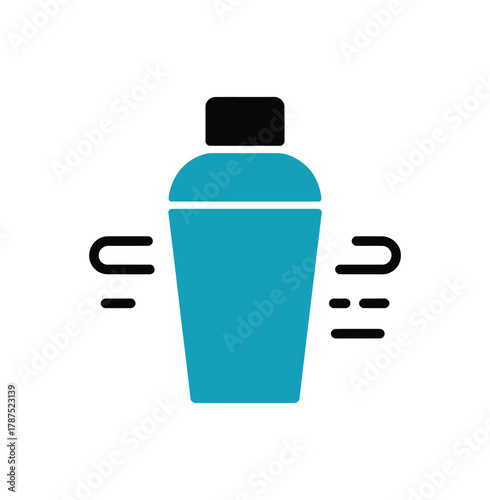 Illustration of a cocktail shaker with sound waves, concept of bar, party, drink, and entertainment