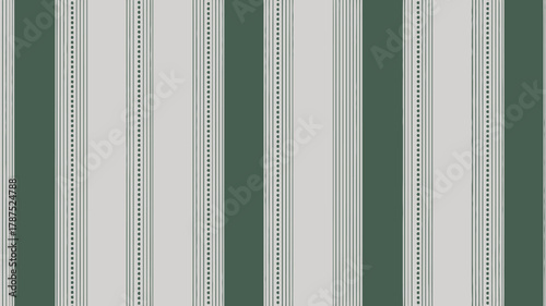 Vertical pattern with alternating green and gray stripes with dotted lines and thin lines design