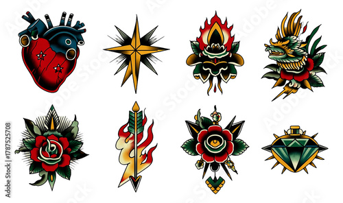 Vibrant Tattoo Flash Collection with Diverse Artistic Themes and Styles