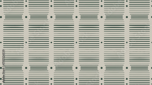 A repetitive pattern of horizontal lines and dots arranged in a grid like formation on a light background