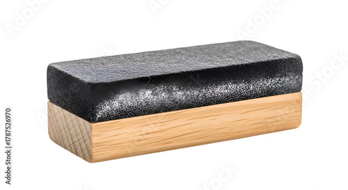 Close up of a wooden chalkboard eraser for cleaning.