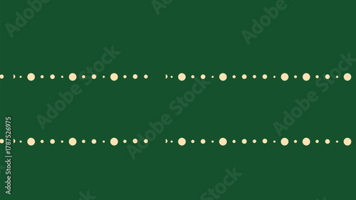 A simple pattern featuring two lines of alternating sized beige dots on a dark green background space