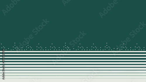A minimalist design featuring horizontal white lines on a gradient background with small white dots above
