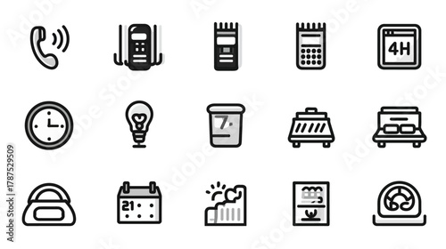Vector Line Icons Set: Communication, Time, Home, Office, Weather, Ecology, and Everyday Objects