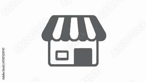 Generic shop storefront icon with striped awning, representing retail, commerce, small business, and marketplace