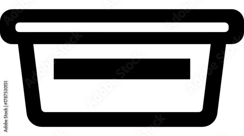 Flat Line Art Vector Icon of a Generic Rectangular Storage Container, Tub, or Bin for Organization and Home