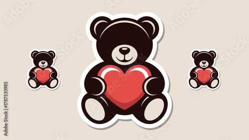 Adorable teddy bear holding a heart, perfect for Valentine's Day designs or children's book illustrations, conveying love and affection in a sweet way