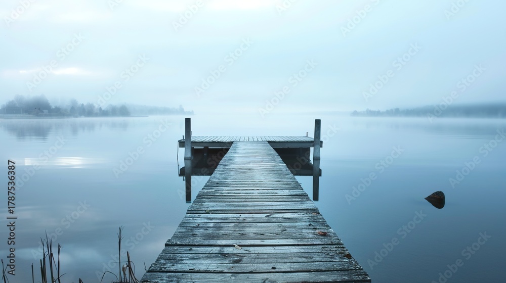 Obraz premium Wooden Pier Collection: Serene Wooden Piers by Calm Lakes in Diverse Seasons and Lighting for Landscape, Nature, and Travel Inspiration