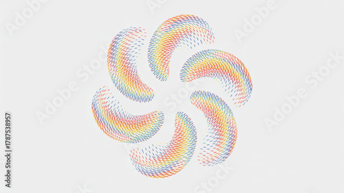 Swirling Abstract Flower Shape Made of Colorful Dotted Strokes petals