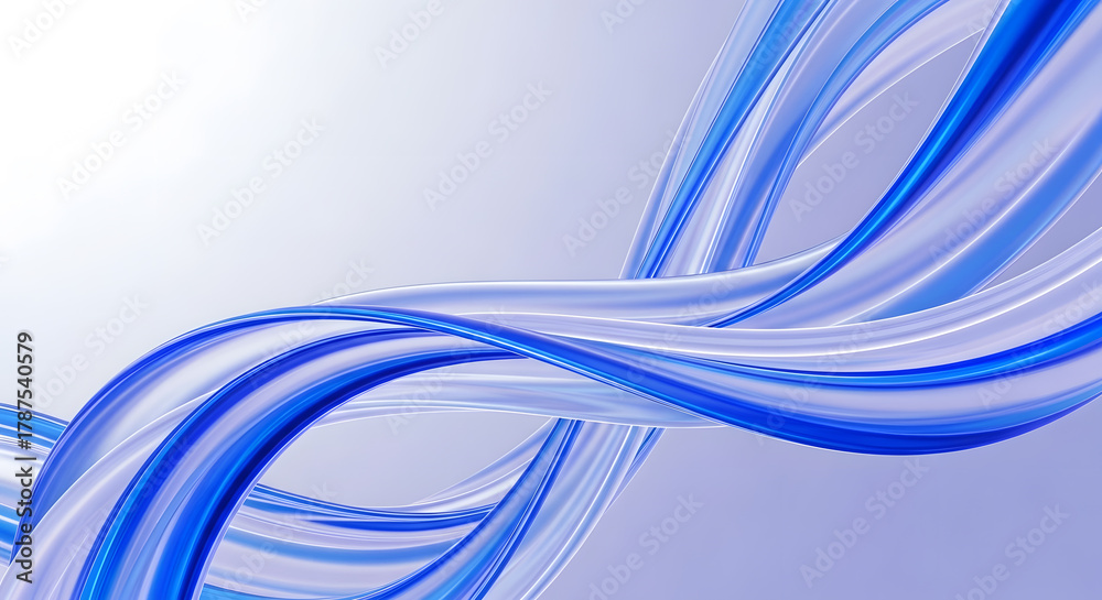 Naklejka premium Abstract blue and white flowing lines create a dynamic and modern background