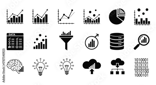 Data Analytics and Business Intelligence Icon Set