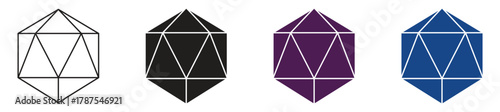 Dice d20 icon set. die with 20 sides vector icon. Vector illustration.
