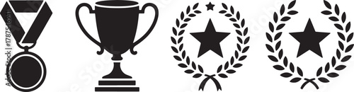 First place medal achievement badge winning reward champion icon graphic vector