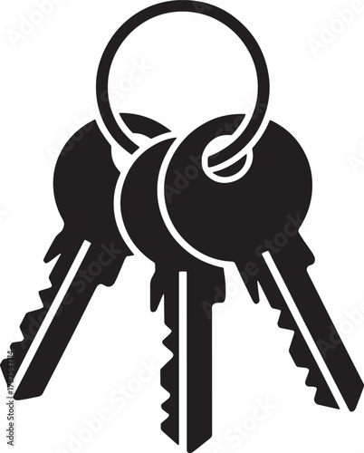 Group of keys for security and access in flat style on transparent background