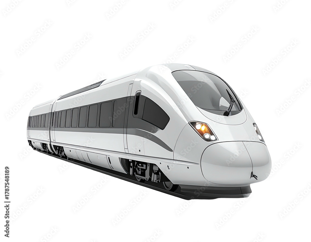 Naklejka premium Streamlined white train, angled view