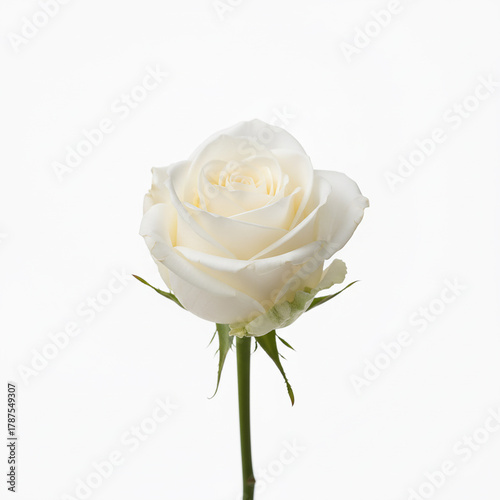 Minimalist shot of a single white rose. Created using generative AI tools