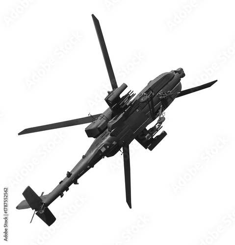 black hawk military helicopter isolated on transparent background
