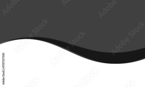 Ideal for banners, footers, or modern layouts, Minimalist black and gray wave vector design with smooth flowing curves at the bottom, transitioning into a clean white background.