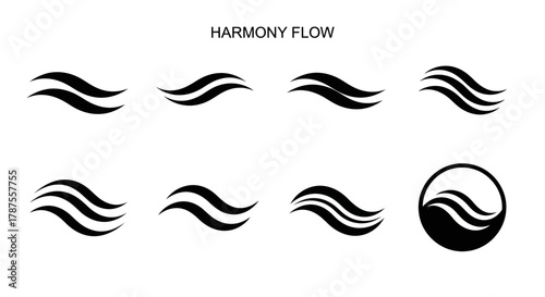 Elegant wave icons and symbols for branding and design projects seeking a modern, fluid aesthetic