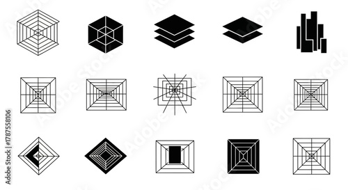 Dynamic abstract geometric shapes and patterns offering modern design elements for data visualization and strategic planning concepts