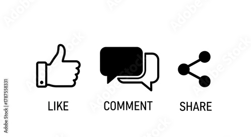 Instantly connect with your audience using these essential social media engagement icons like, comment, and share for viral content creation