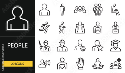 People icons featuring teamwork, communication, and professions. Ideal for HR, social campaigns, education, and corporate visuals