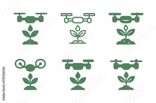 Climate Innovation Icons. Innovative solutions for climate change. Icon set. Set Logo of innovative solutions for climate change: reforestation