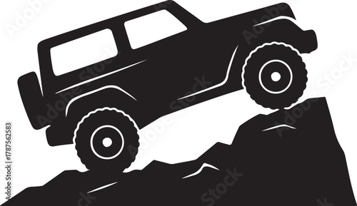 off road vehicle climbing rocky terrain vector