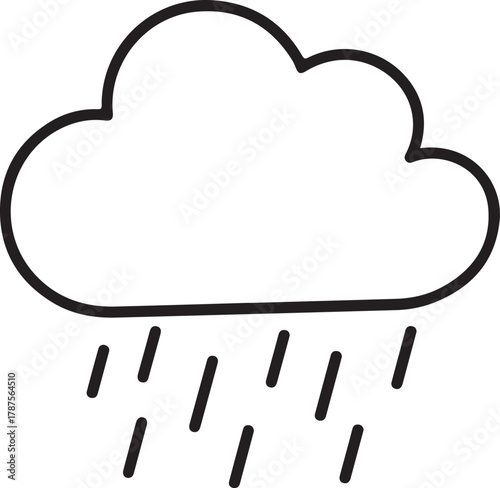 Simple hand drawn cloud raining water drops